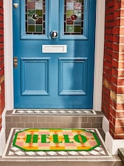 Oliver Bonas Green Hello Tiled Door Mat - Image 2 of 4