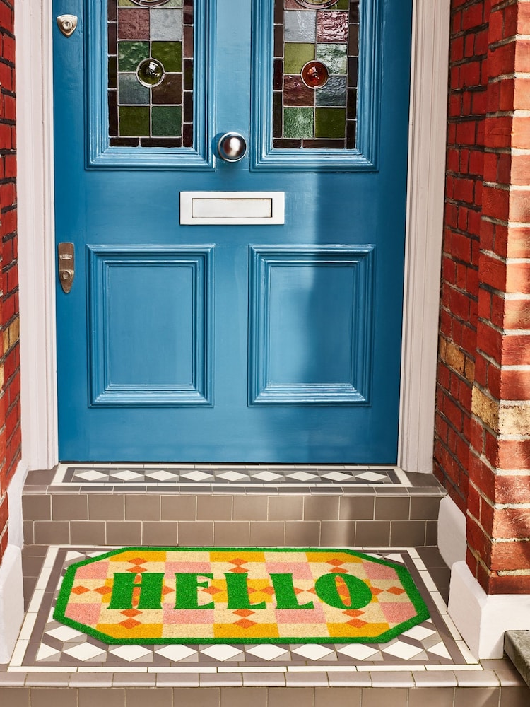 Oliver Bonas Green Hello Tiled Door Mat - Image 2 of 4