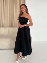 Girl In Mind Black Danni Strapless Bandeau Midi Dress - Image 3 of 5