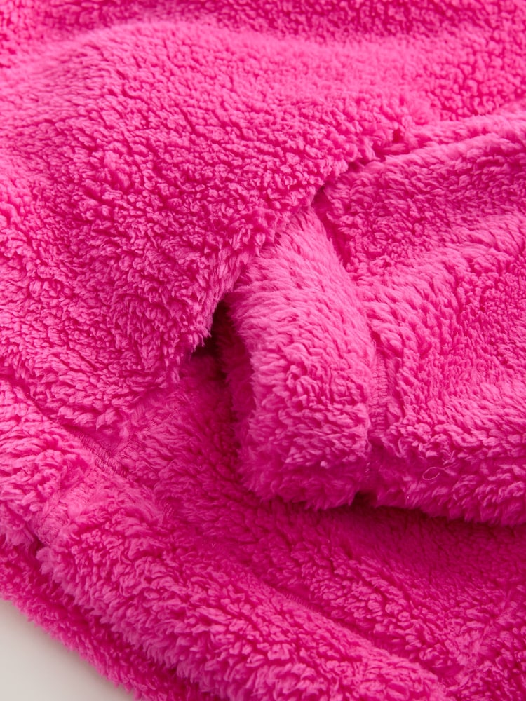 Bright Pink Borg Half Zip Fleece - Image 3 of 3 Bright Pink Borg Half Zip Fleece - Image 3 of 3