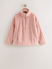 Pink - Fleece-Top aus Teddyfell mit kurzem Reißverschluss - Bild 1 von 3