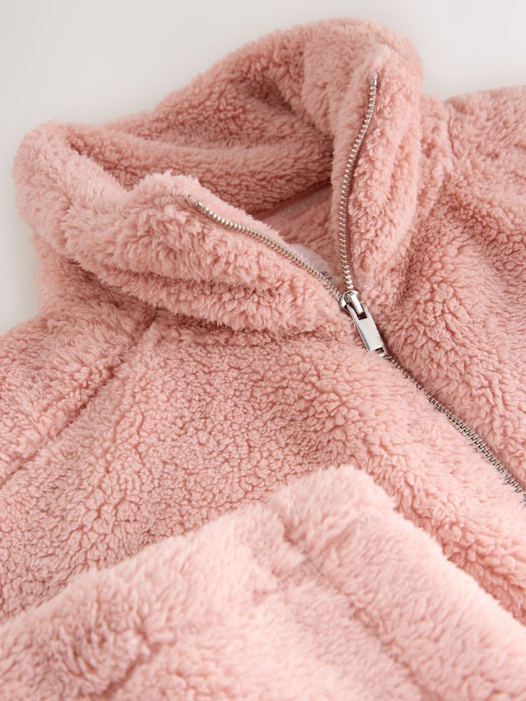 Pink - Fleece-Top aus Teddyfell mit kurzem Reißverschluss - Bild 3 von 3