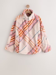 برتقالي مربعات - سترة فليس فرو صناعي بنصف سحاب - Image 1 of 3