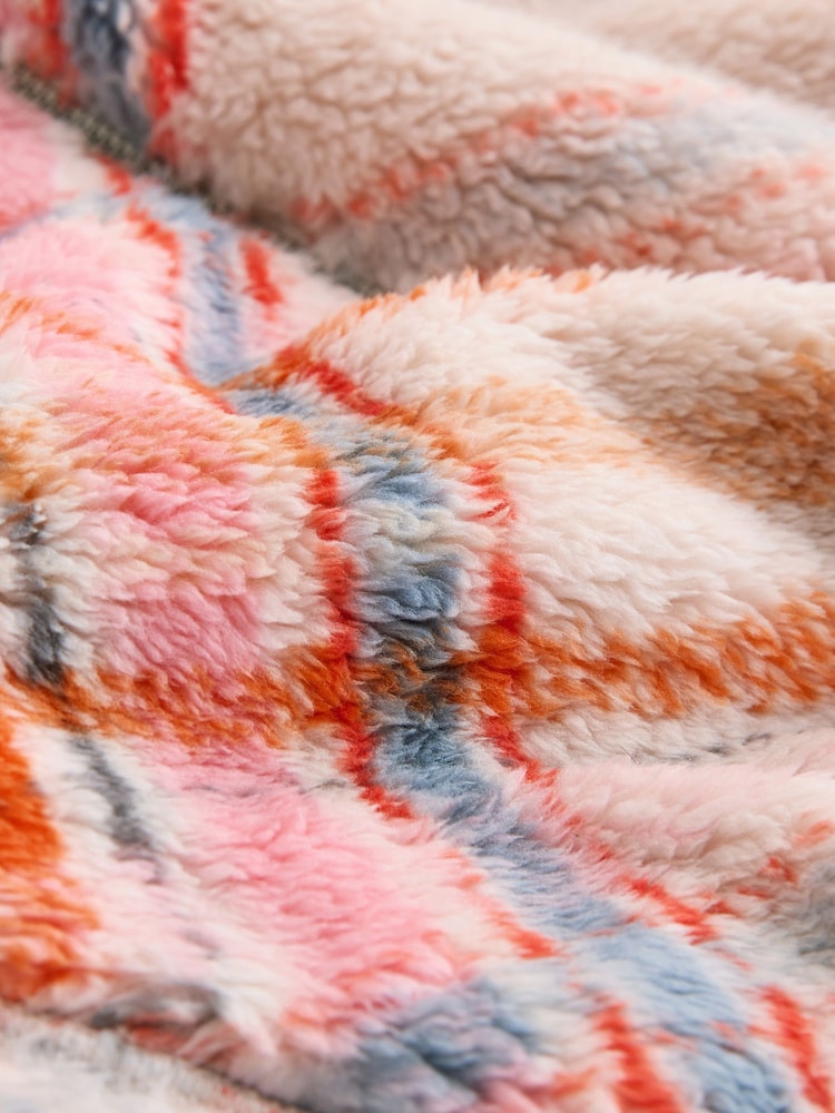 برتقالي مربعات - سترة فليس فرو صناعي بنصف سحاب - صورة 8 من 8