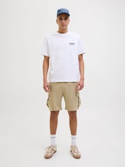 JACK & JONES Cream 100% Cotton Cargo Sweat Shorts - Image 1 of 8