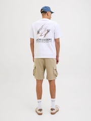 JACK & JONES Cream 100% Cotton Cargo Sweat Shorts - Image 2 of 8