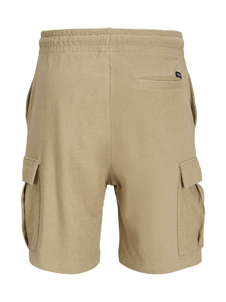 JACK & JONES Cream 100% Cotton Cargo Sweat Shorts - Image 8 of 8