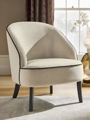 Soft Velvet Pebble Natural Remi High Back Accent Chair - Image 1 of 10