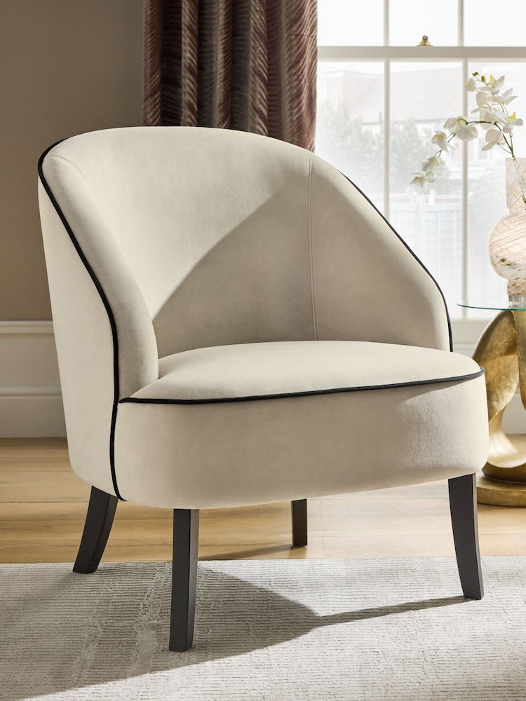 Soft Velvet Pebble Natural Remi High Back Accent Chair - Image 1 of 10 Soft Velvet Pebble Natural Remi High Back Accent Chair - Image 1 of 10