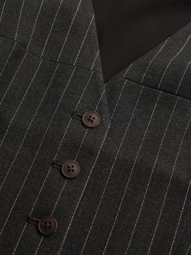 Superdry Charcoal Pinstripe Waistcoat - Image 6 of 6 Superdry Charcoal Pinstripe Waistcoat - Image 6 of 6