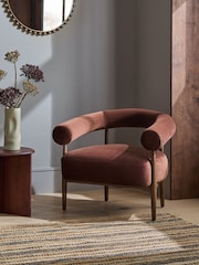 Soft Velvet Chestnut Brown Gale Wooden Accent Chair - Image 1 of 9