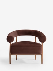 Soft Velvet Chestnut Brown Gale Wooden Accent Chair - Image 5 of 9