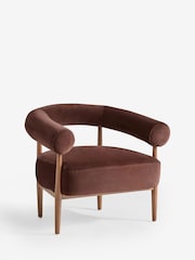 Soft Velvet Chestnut Brown Gale Wooden Accent Chair - Image 6 of 9