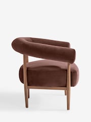 Soft Velvet Chestnut Brown Gale Wooden Accent Chair - Image 7 of 9