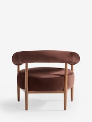 Soft Velvet Chestnut Brown Gale Wooden Accent Chair - Image 8 of 9