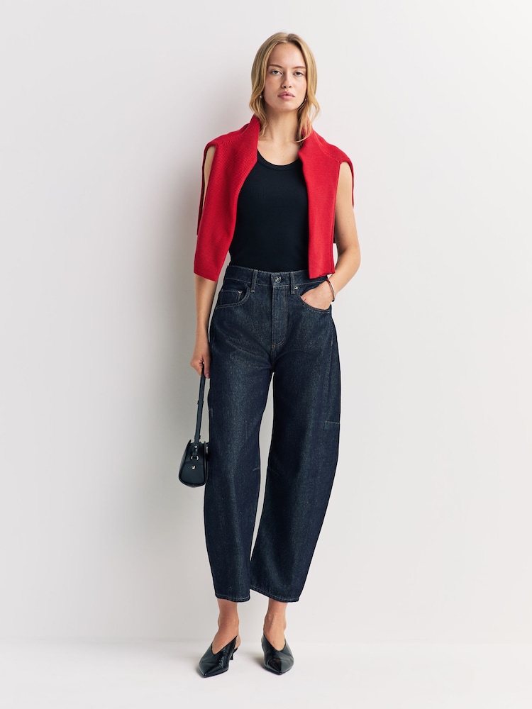 Rag & Bone Dark Twill Charlie Ankle Wash High Rise Barrel Jeans - Image 1 of 6