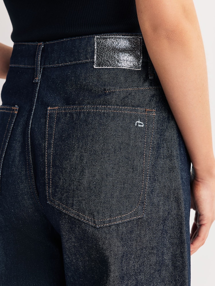Rag & Bone Dark Twill Charlie Ankle Wash High Rise Barrel Jeans - Image 6 of 6