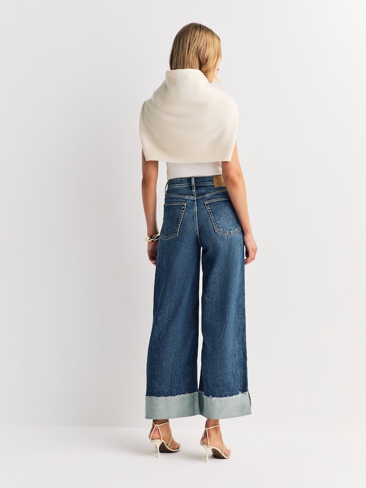 Rag & Bone Lee Blue Sofie Full Length High Rise Cuff Wide Leg Jeans ...