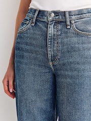 Rag & Bone Lee Blue Sofie Full Length High Rise Cuff Wide Leg Jeans - Image 6 of 7