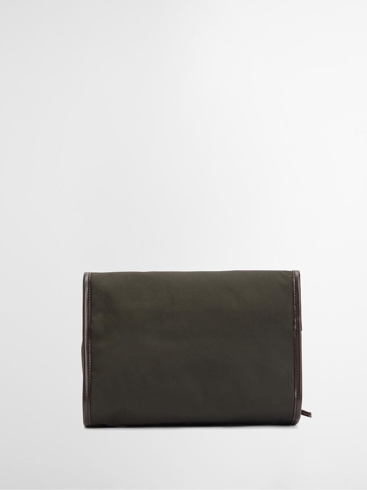 Barbour® Green Wax Hanging Washbag - Image 2 of 8