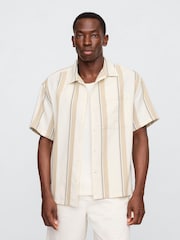 Gap Cream/Beige Stripe Short Sleeve Boxy Shirt - Image 1 of 5