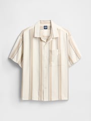Gap Cream/Beige Stripe Short Sleeve Boxy Shirt - Image 4 of 5
