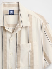 Gap Cream/Beige Stripe Short Sleeve Boxy Shirt - Image 5 of 5