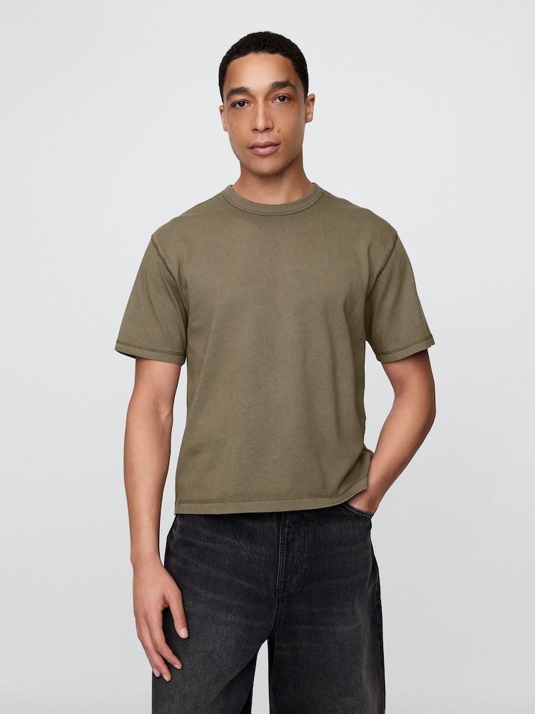 Gap Green Heavyweight Cropped T-Shirt - Image 1 of 5 Gap Green Heavyweight Cropped T-Shirt - Image 1 of 5