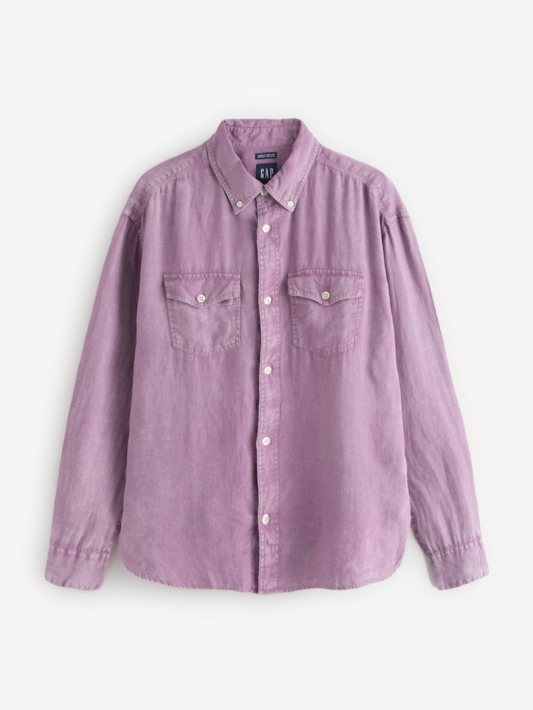 Gap Purple 100% Linen Classic Shirt - Image 1 of 5