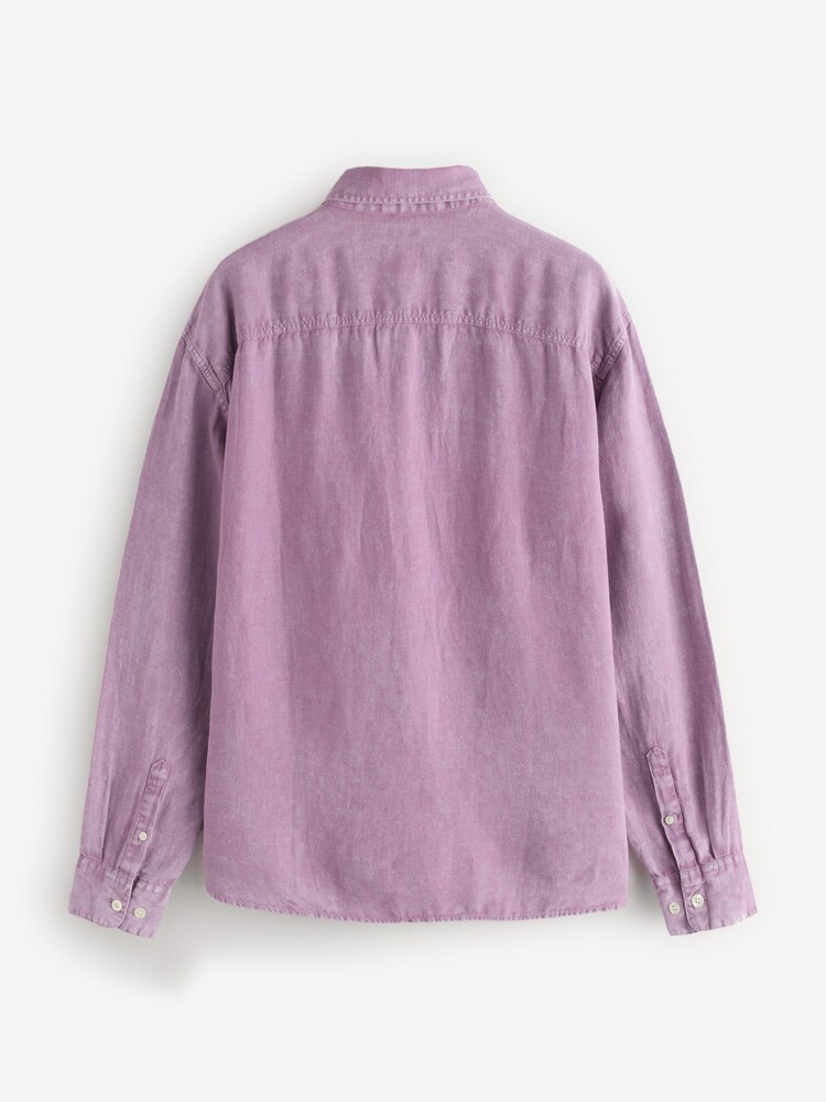 Gap Purple 100% Linen Classic Shirt - Image 2 of 5