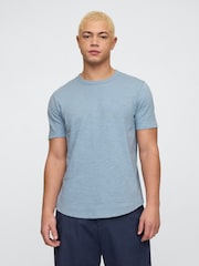 Gap Blue Slub Curved Hem Short Sleeve T-Shirt - Image 1 of 5