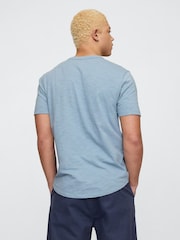 Gap Blue Slub Curved Hem Short Sleeve T-Shirt - Image 2 of 5