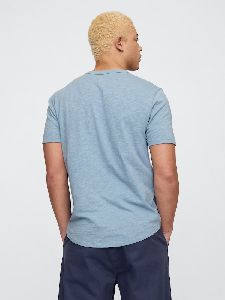 Gap Blue Slub Curved Hem Short Sleeve T-Shirt - Image 2 of 5