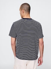 Gap Navy Blue Stripe Heavyweight Original T-Shirt - Image 2 of 5