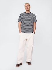 Gap Navy Blue Stripe Heavyweight Original T-Shirt - Image 3 of 5