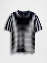 Gap Navy Blue Stripe Heavyweight Original T-Shirt - Image 4 of 5