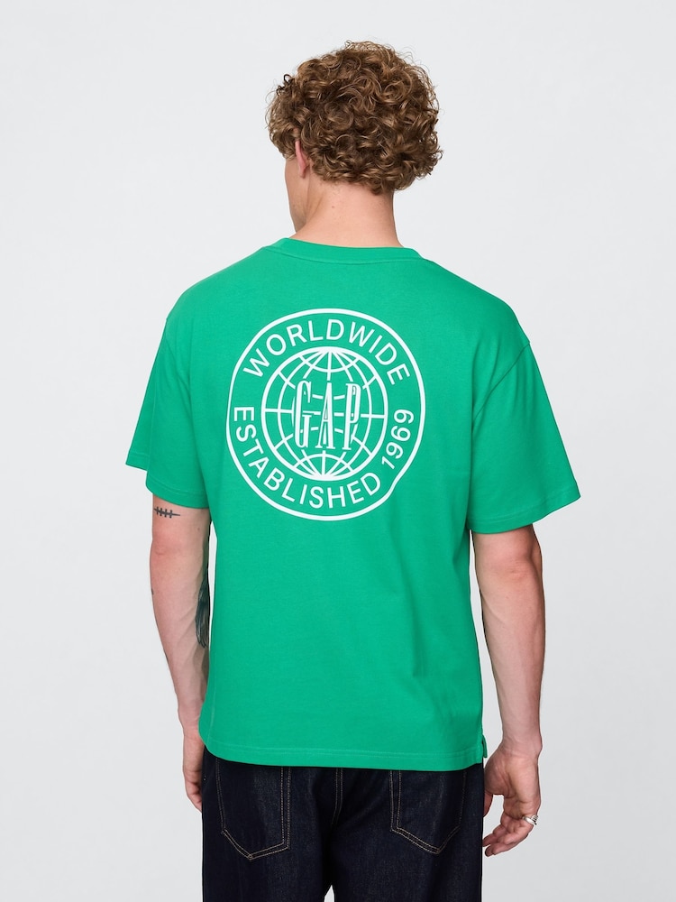 Gap Green World Logo Short Sleeve T-Shirt - Image 2 of 5