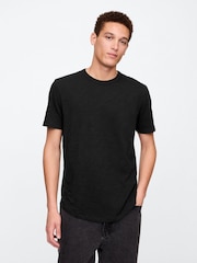Gap Black Slub Curved Hem Short Sleeve T-Shirt - Image 1 of 4