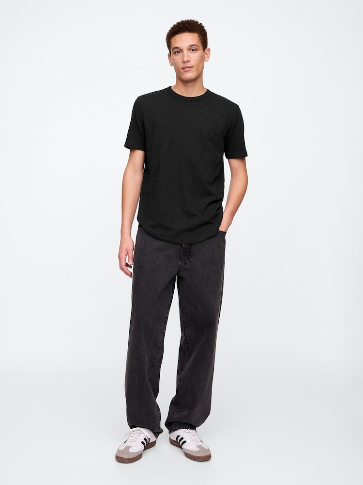 Gap Black Slub Curved Hem Short Sleeve T-Shirt - Image 2 of 4