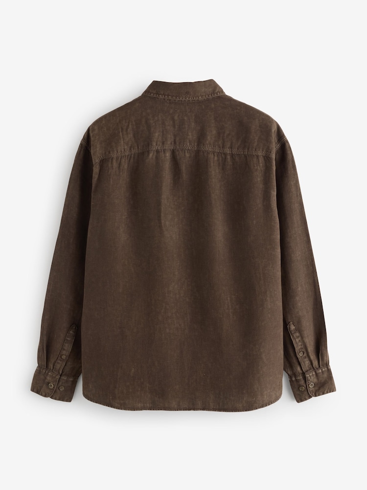 Gap Brown 100% Linen Classic Shirt - Image 2 of 5