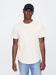 Gap White Slub Curved Hem Short Sleeve T-Shirt - Image 1 of 4