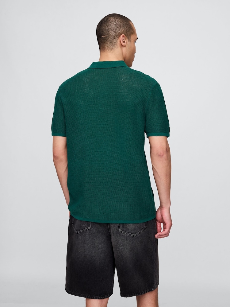 Verde oscuro - Polo de manga corta de ganchillo texturizado de Gap - Imagen 2 de 5 Verde oscuro - Polo de manga corta de ganchillo texturizado de Gap - Imagen 2 de 5