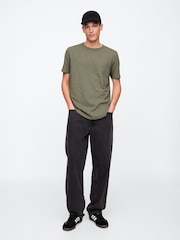 Gap Khaki Green Slub Curved Hem Short Sleeve T-Shirt - Image 3 of 5