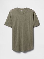 Gap Khaki Green Slub Curved Hem Short Sleeve T-Shirt - Image 4 of 5