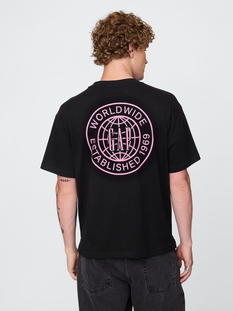 Gap Black World Logo Short Sleeve T-Shirt - Image 2 of 5