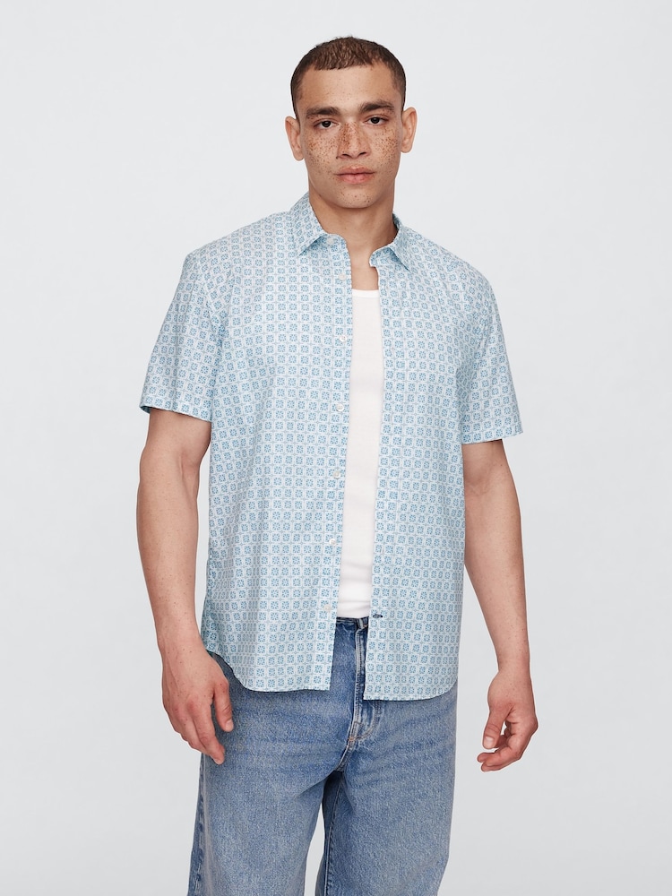 Gap Blue Stretch Poplin Shirt in Standard Fit - Image 1 of 5