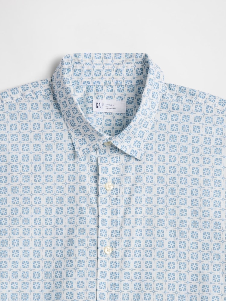 Gap Blue Regular Fit Poplin Stretch Shirt - Image 5 of 5 Gap Blue Regular Fit Poplin Stretch Shirt - Image 5 of 5