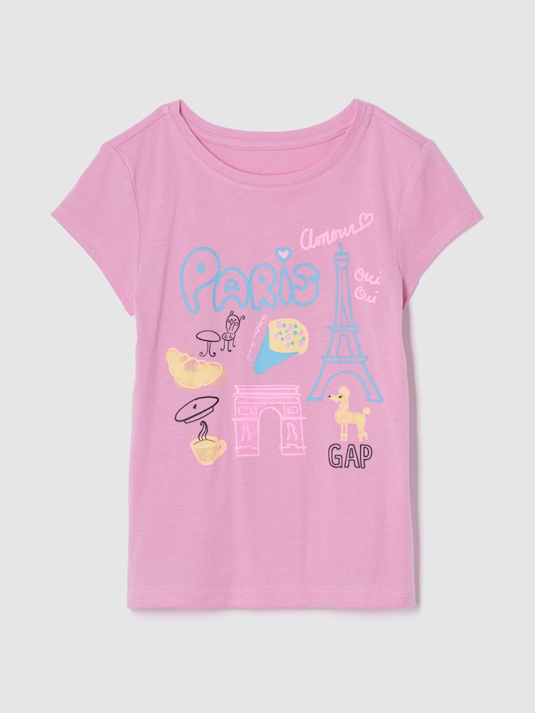 Розовый Paris - Gap Graphic Short Sleeve T-Shirt (4-13yrs) - Изображение 1 из 2 Розовый Paris - Gap Graphic Short Sleeve T-Shirt (4-13yrs) - Изображение 1 из 2