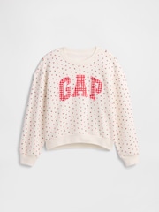 Crema con fresas/cuadros - Sudadera con forro polar y logotipo de Gap (4-13 años) - Imagen 1 de 2