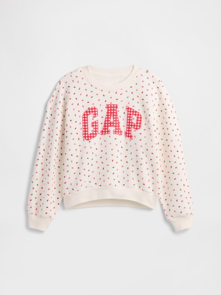 Crema con fresas/cuadros - Sudadera con forro polar y logotipo de Gap (4-13 años) - Imagen 1 de 2